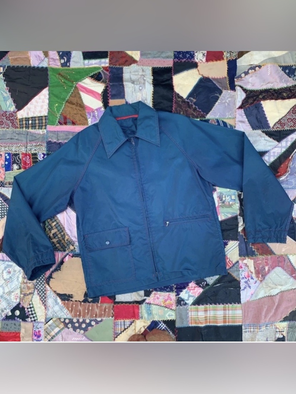 Vintage 50s 60s lord + taylor blue Hooded windbreaker Hipster Rockerwear